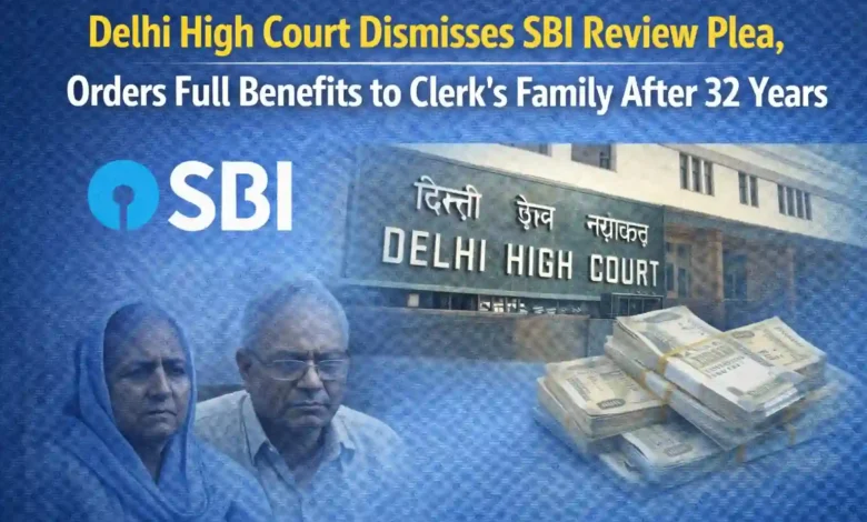 Delhi High Court Dismisses SBI Review Plea, Orders Full Benefits to Clerk’s Family After 32 Years