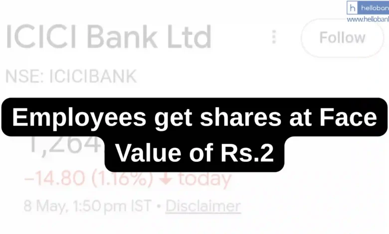 ICICI Bank allots shares to Employees at Rs.2 Face Value