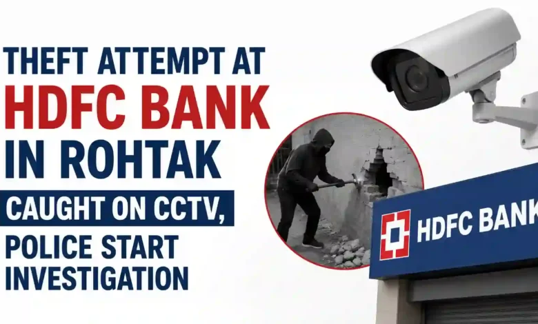 Theft Attempt at HDFC Bank in Rohtak Caught on CCTV, Police Start Investigation
