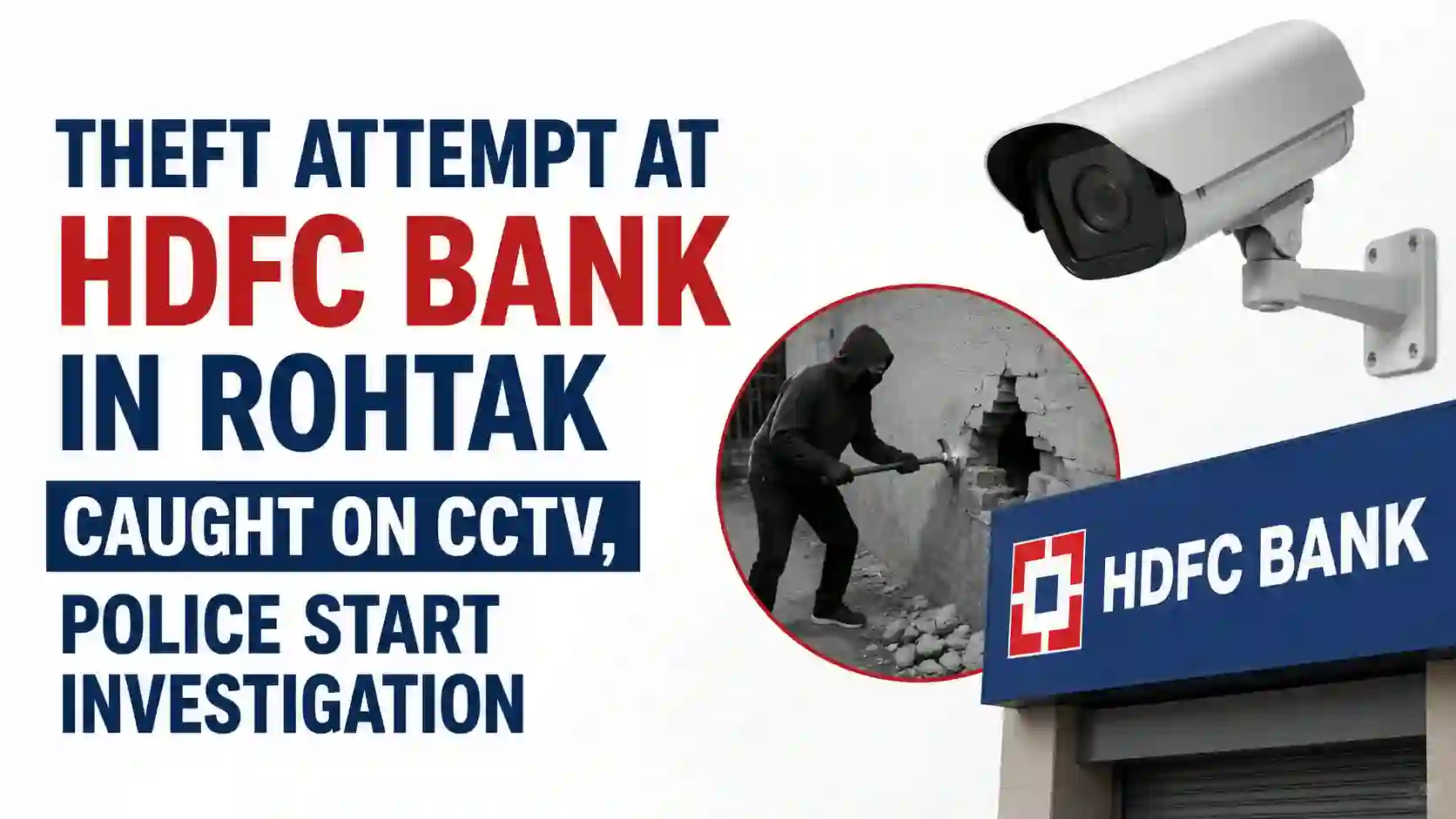 Theft Attempt at HDFC Bank in Rohtak Caught on CCTV, Police Start Investigation