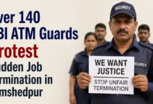 Over 140 SBI ATM Guards Protest Sudden Job Termination in Jamshedpur