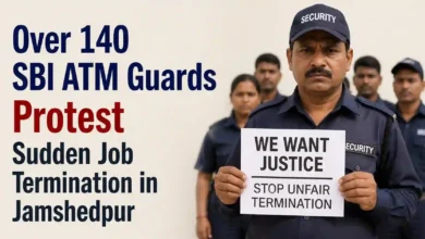 Over 140 SBI ATM Guards Protest Sudden Job Termination in Jamshedpur