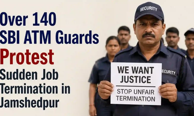 Over 140 SBI ATM Guards Protest Sudden Job Termination in Jamshedpur