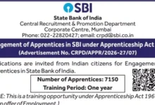 State Bank of India (SBI) Apprentice Recruitment 2026 Notification PDF Out for 7150 Posts