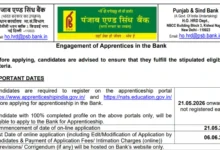 Punjab & Sind Bank Apprentice Recruitment 2026 Notification PDF Out for 635 Posts