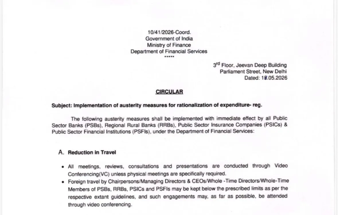 Finance Ministry Orders PSU Banks and Insurance Companies to Cut Travel and Shift to Electric Vehicles