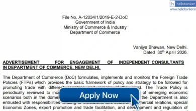 Ministry of Commerce invites application for post of Independent Consultants