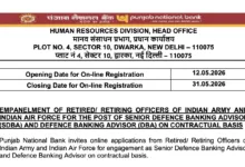 PNB Recruitment 2026 Notification Released for Defence Banking Advisor Posts