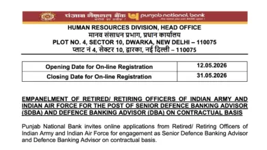 PNB Recruitment 2026 Notification Released for Defence Banking Advisor Posts