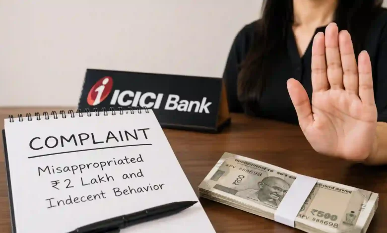 Woman Accuses Bank Employee of Misappropriating ₹2 Lakh and Indecent Behavior