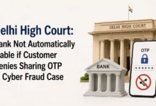 Delhi High Court: Bank Not Automatically Liable if Customer Denies Sharing OTP in Cyber Fraud Case