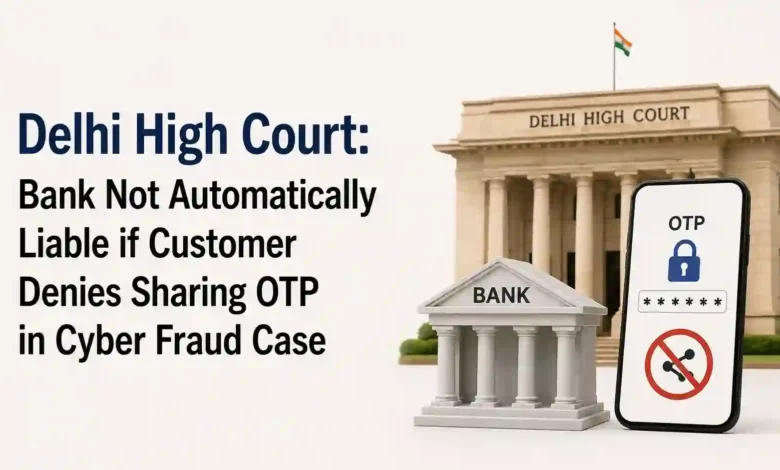 Delhi High Court: Bank Not Automatically Liable if Customer Denies Sharing OTP in Cyber Fraud Case