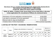 Bank of India Credit Officer Recruitment 2026 Notification PDF Out for 779 Posts