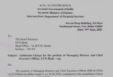 UCO Bank MD & CEO Post Given Additional Charge to Executive Director