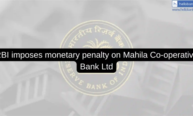 RBI imposes monetary penalty on Mahila Co-operative Bank Ltd