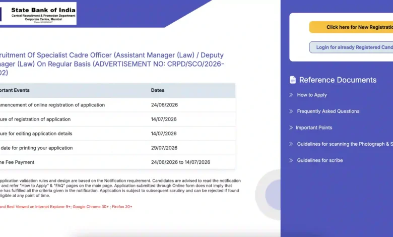 SBI Law Manager Recruitment 2026 Notification PDF Out