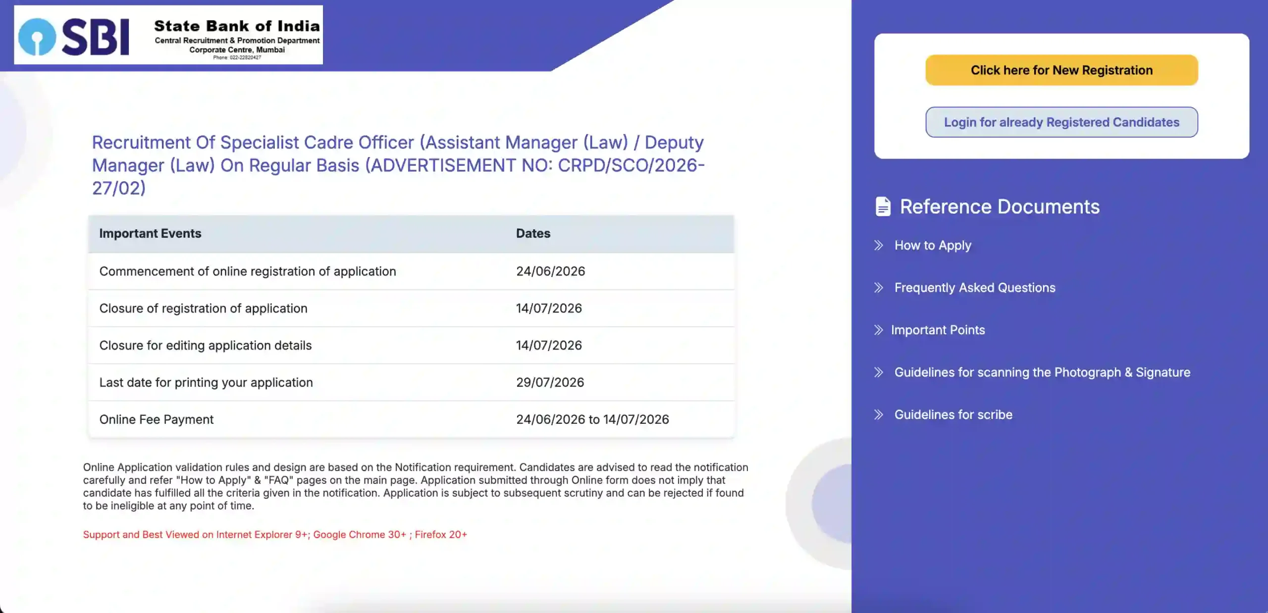 SBI Law Manager Recruitment 2026 Notification PDF Out, Check Vacancies, Eligibility and Apply!!