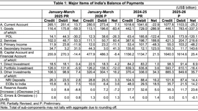India's Current Account Surplus Falls in January-March Quarter