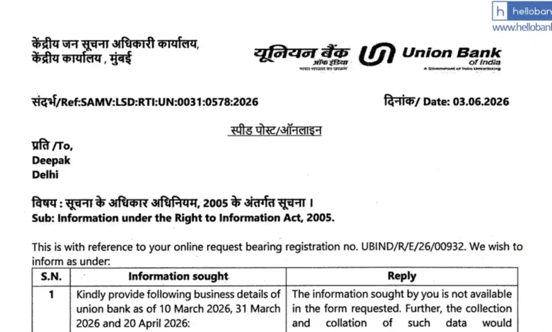 Union Bank denies Disclosing Business Details in RTI