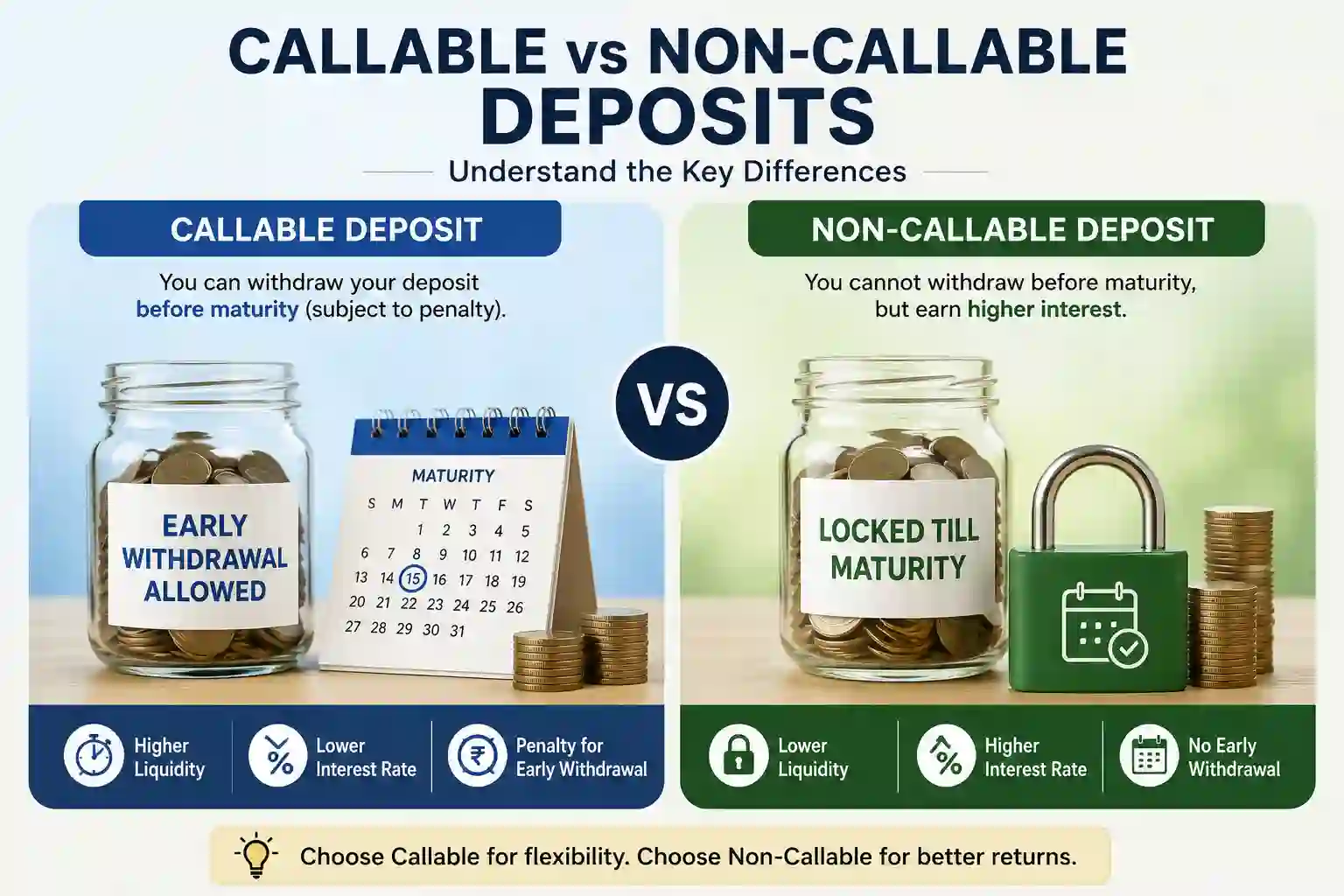 What is the difference between Callable and Non-Callable Deposit?