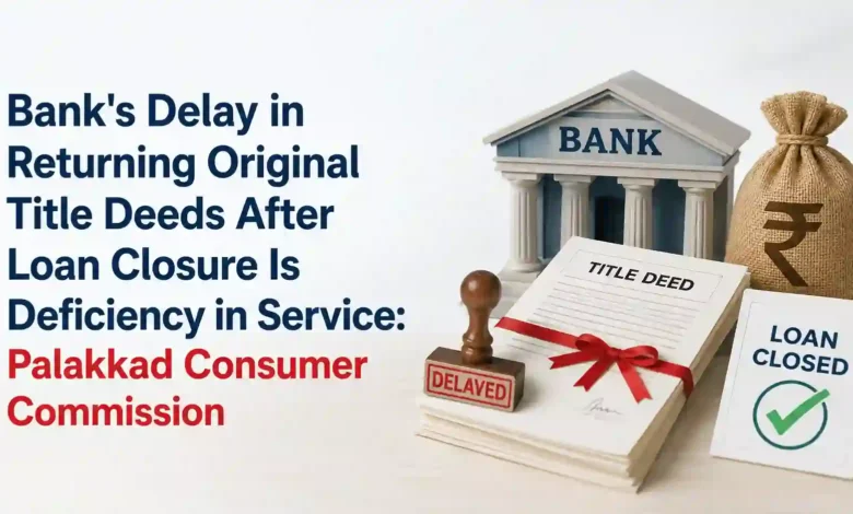 Bank's Delay in Returning Original Title Deeds After Loan Closure Is Deficiency in Service: Palakkad Consumer Commission