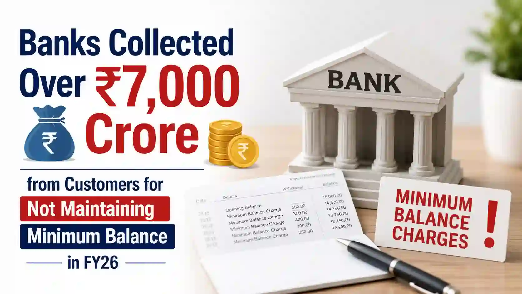 Banks Collected Over Rs 7,000 Crore from Customers for Not Maintaining Minimum Balance in FY26