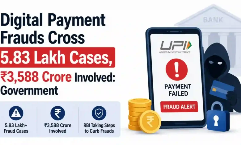 Digital Payment Frauds Cross 5.83 Lakh Cases, ₹3,588 Crore Involved: Government