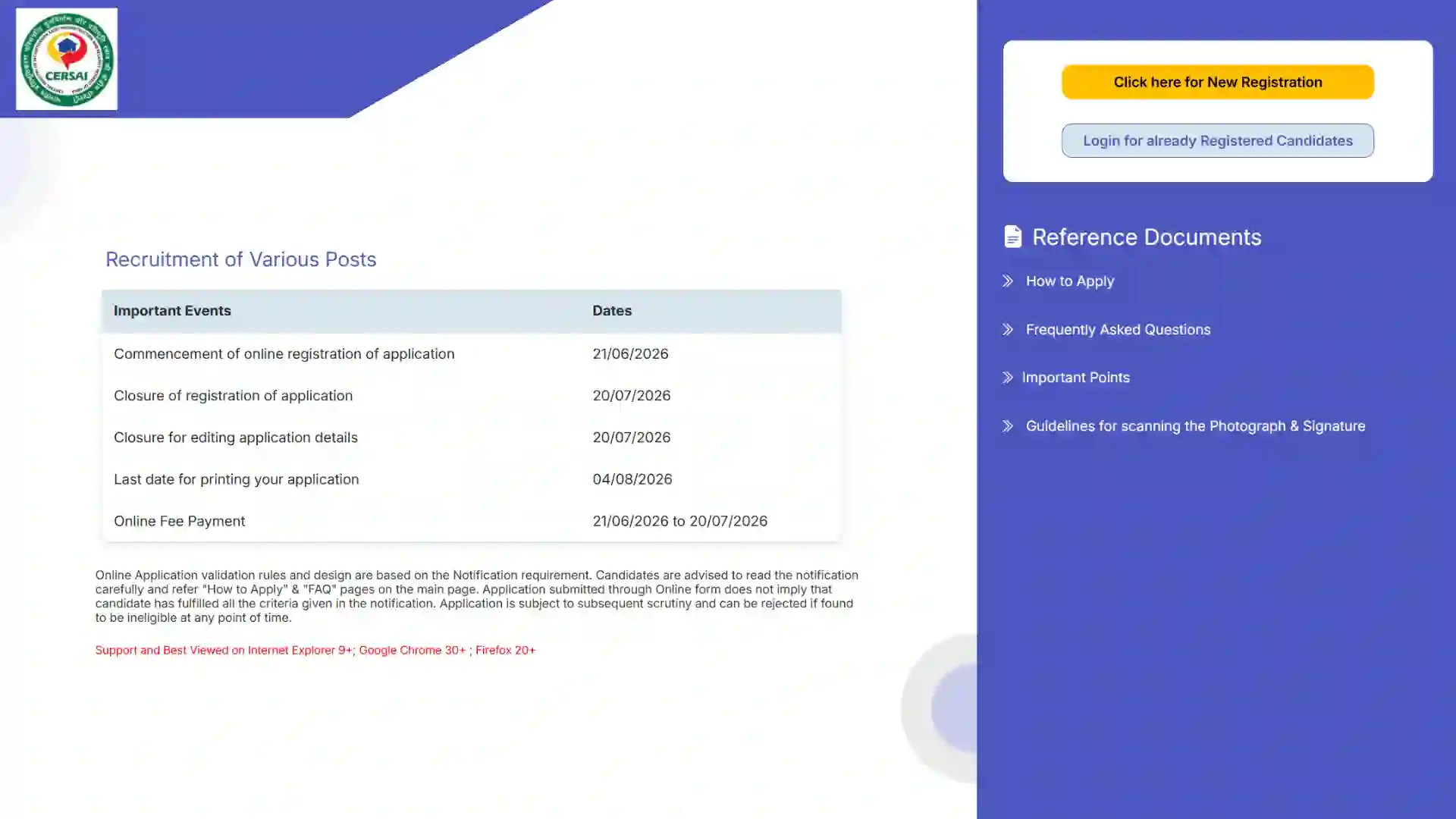 CERSAI Recruitment 2026 Notification PDF Out for Chief Manager, AGM, DGM Posts