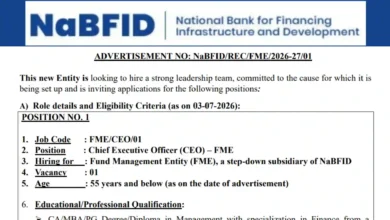 NaBFID Recruitment 2026 Notification PDF Out for Chief Investment Officer, Compliance Officer & Chief Executive Officer Posts