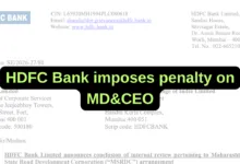 HDFC Bank imposes penalty on MD&CEO