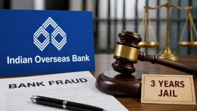 Indian Overseas Bank Branch Manager sentenced 3 years Jail in Bank Fraud Case