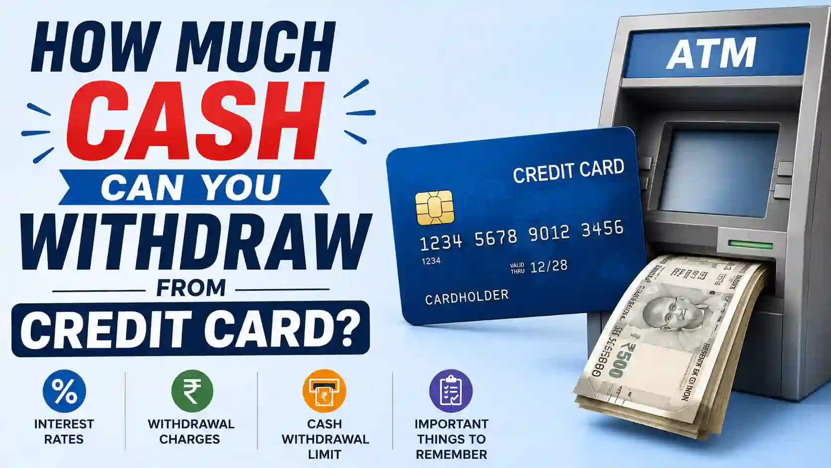 What are the charges for withdrawing cash from Credit Card?