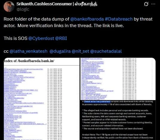 Bank of Baroda Data Leak