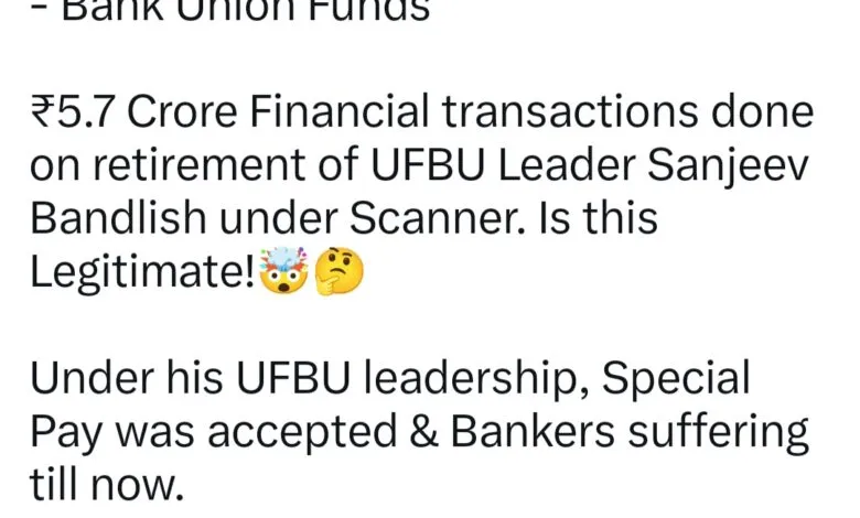 Over Rs 5 crore spent on retirement of UFBU Leader? Post creates stir on Social Media