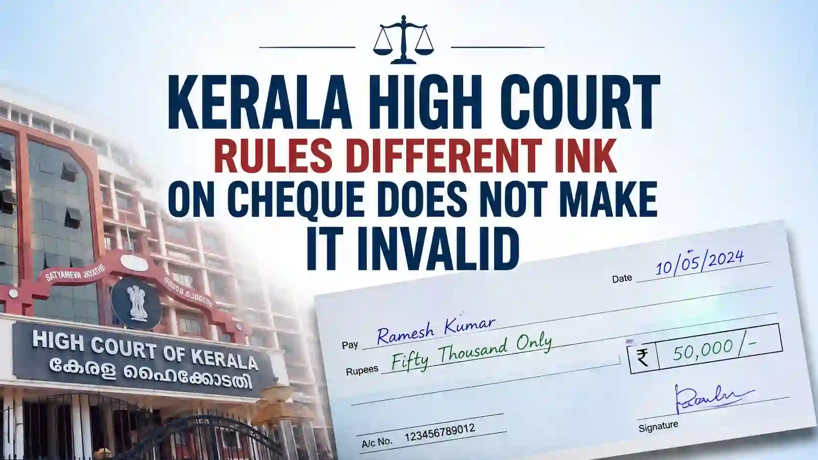 Is a cheque invalid if different inks are used on it?