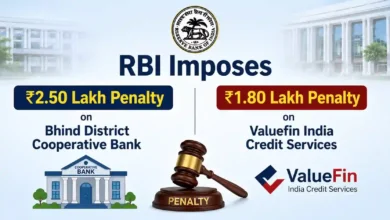 RBI Imposes ₹2.50 Lakh Penalty on Bhind District Cooperative Bank and ₹1.80 Lakh on Valuefin India Credit Services