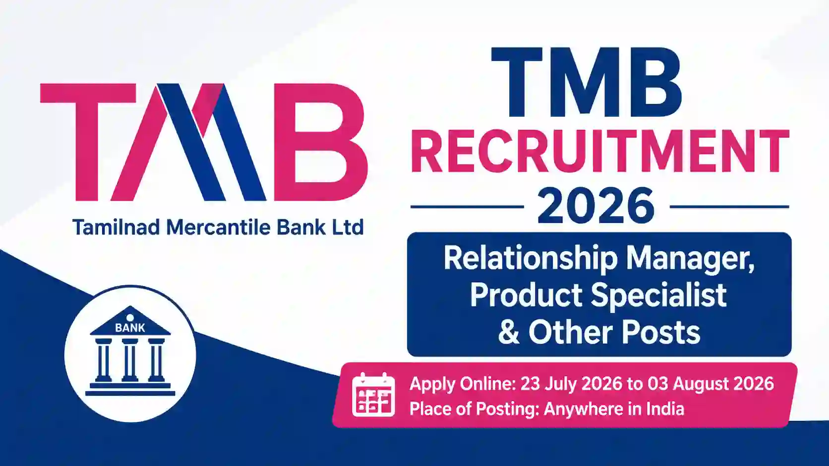 TMB Recruitment 2026: Apply Online for Relationship Manager, Product Specialist & Other Posts