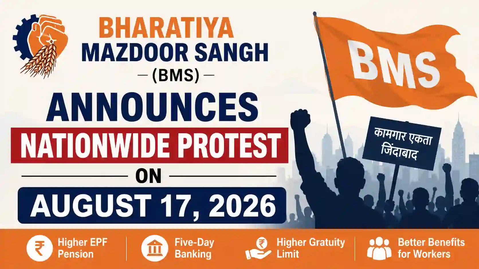Bharatiya Mazdoor Sangh Announces Nationwide Protest on 17 August 2026
