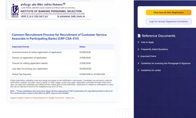IBPS Clerk CRP-XVI Recruitment 2026 Notification PDF Out for 11403 CSA Posts