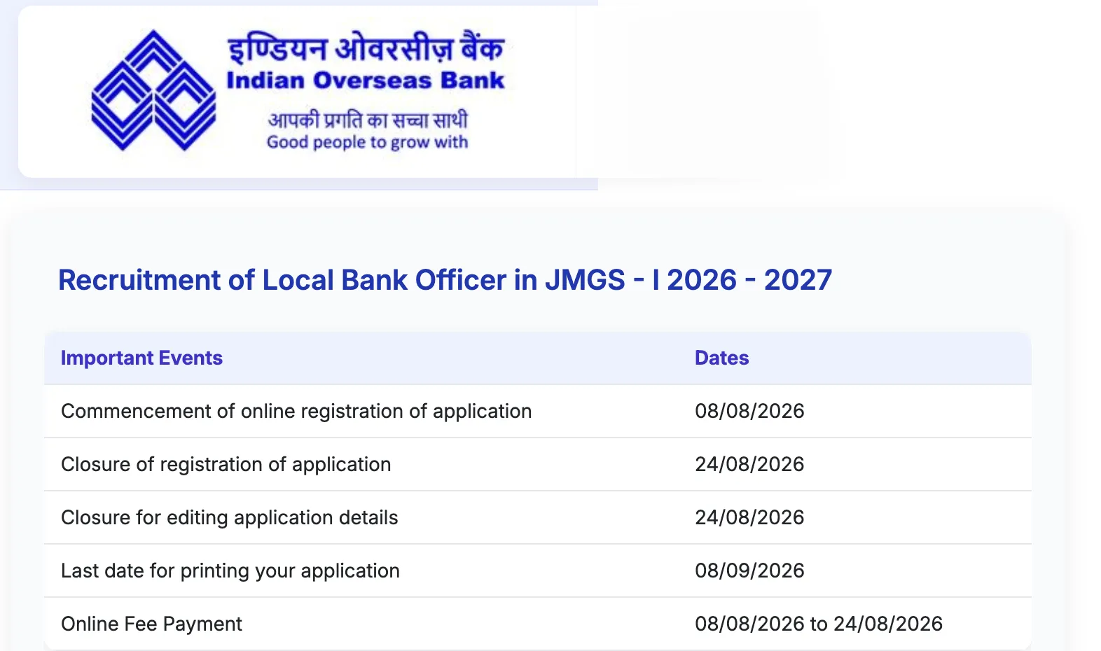 Indian Overseas Bank LBO Recruitment 2026 Notification PDF Out