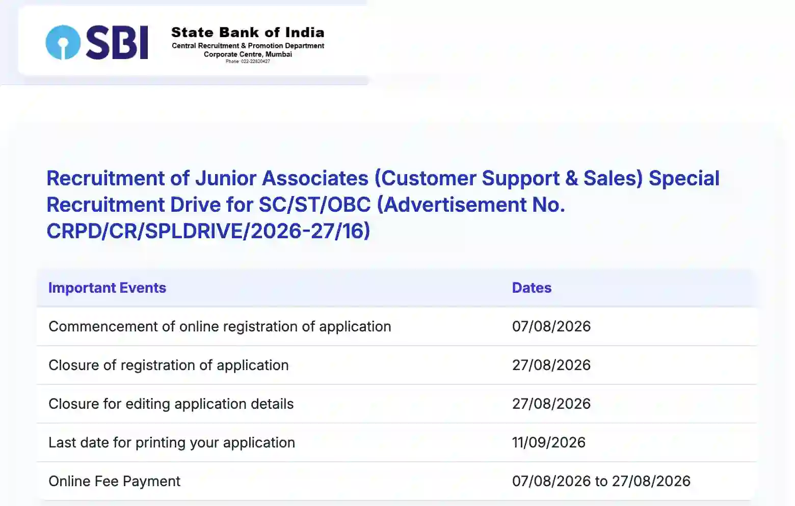 SBI Clerk Recruitment 2026 Notification PDF Out, Apply for 1538 Vacancies