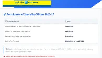 UCO Bank Specialist Officer Vacancy Out