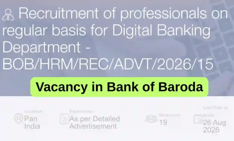 Bank of Baroda Vacancy: Apply for Scale I, II, III, IV posts in Digital Banking Department
