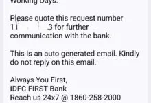 Email from IDFC First Bank for closure of account