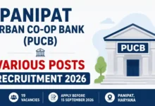 Panipat Urban Co-Op Bank (PUCB) Recruitment 2026 Notification PDF Out for Various Posts