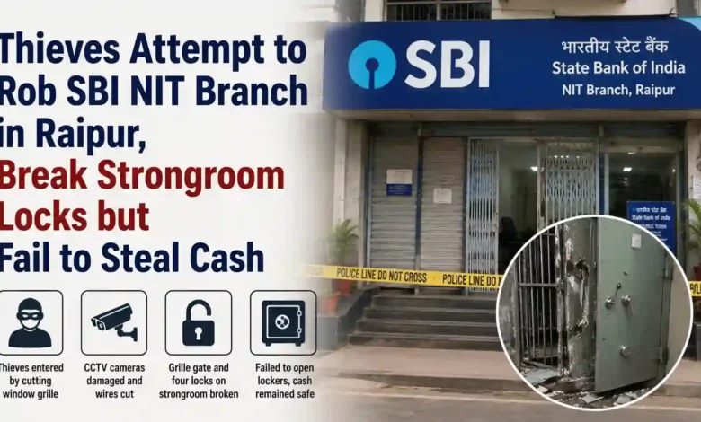 Thieves Attempt to Rob SBI NIT Branch in Raipur, Break Strongroom Locks but Fail to Steal Cash