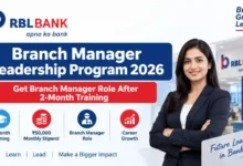 RBL Bank Branch Manager Leadership Program 2026: Get Branch Manager Role After 2-Month Training