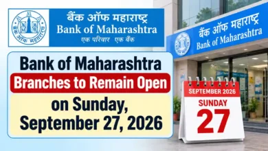 Bank of Maharashtra Branches to Remain Open on Sunday, September 27, 2026