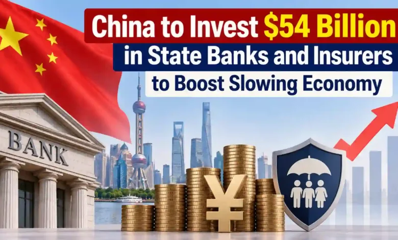 China to Invest $54 Billion in State Banks and Insurers to Boost Slowing Economy