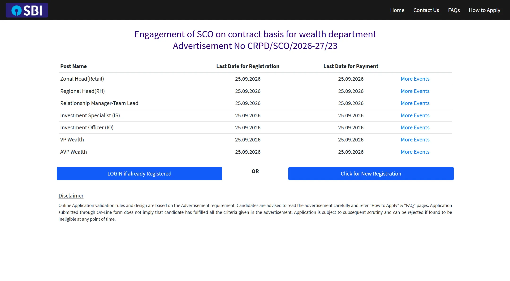 SBI released vacancy for Wealth Management & Premier Banking